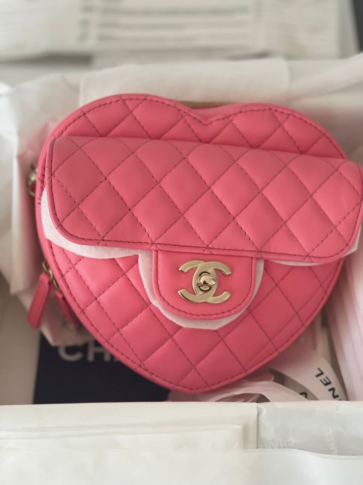 chanel red heart bag large